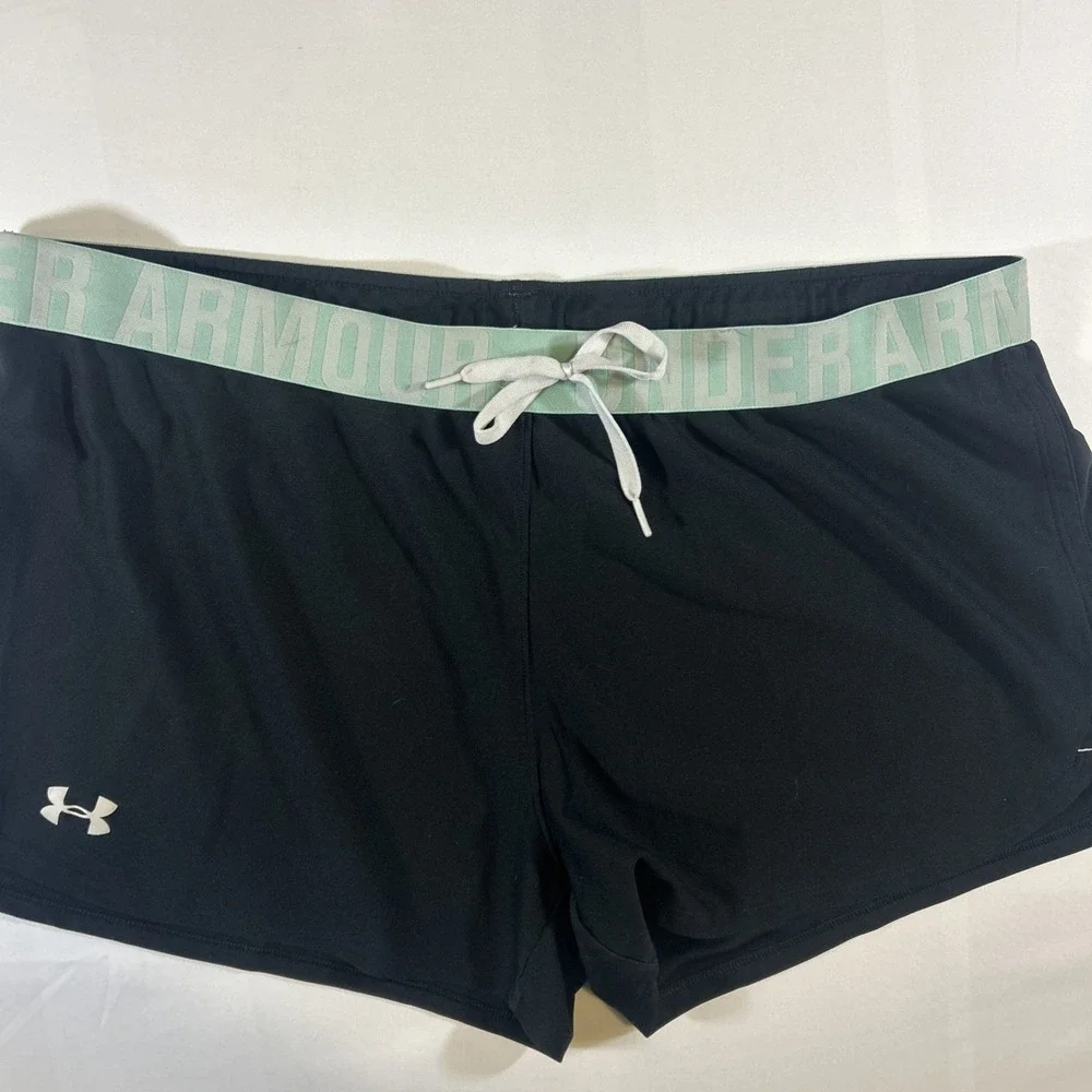 Under Armour Shorts Womens Size Xtralrg Black Heat Gear Waistband Running Shorts